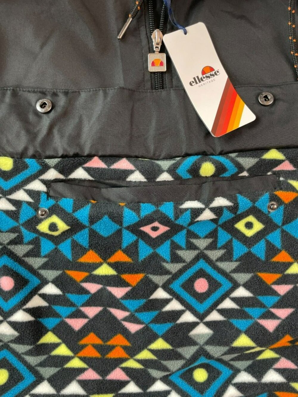 Ellesse Freya 1/2 Zip Track Top Multicolor Geometric Fleece Jacket Women's UK 8 - Picture 8 of 9